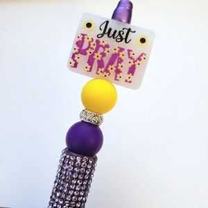Handmade Purple Rhinestone Just Pray Sunflower Beaded Silicone Focal Bead Pen